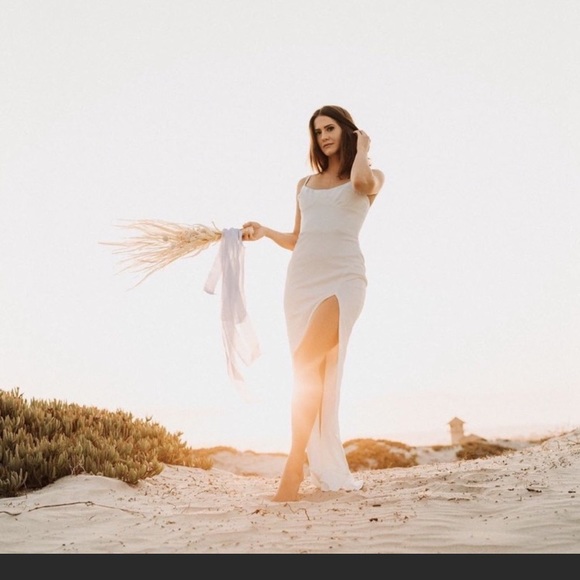 Katie May White Maxi Call Me Slim Gown - Picture 3 of 5